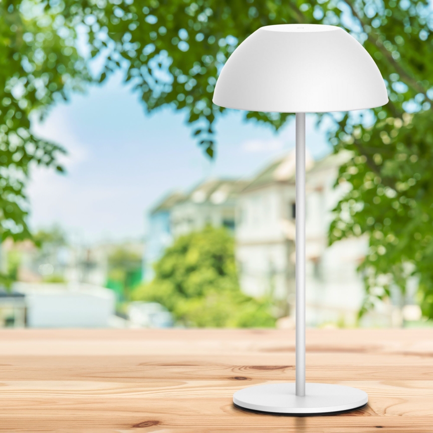 LED Pritemdomas jutiklinis lauko stalinis šviestuvas TANZANIA LED/1,8W/5V USB 1800 mAh IP44 balta