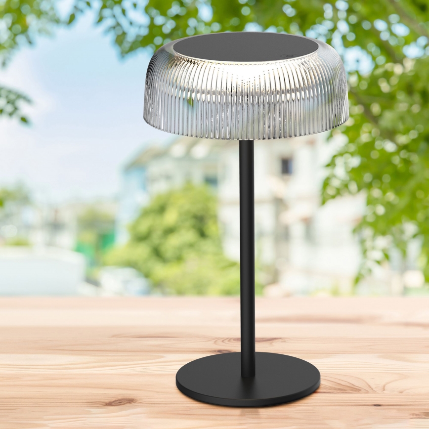 LED Pritemdomas jutiklinis lauko stalinis šviestuvas TRYPOLIS LED/2W/5V USB 1800 mAh IP44 juoda