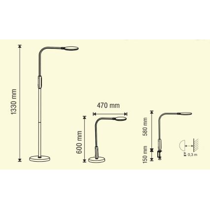 LED Reguliuojama jutiklinė lempa 3in1 LED/12W/230V balta CRI 90 + nuotolinio valdymo pultas