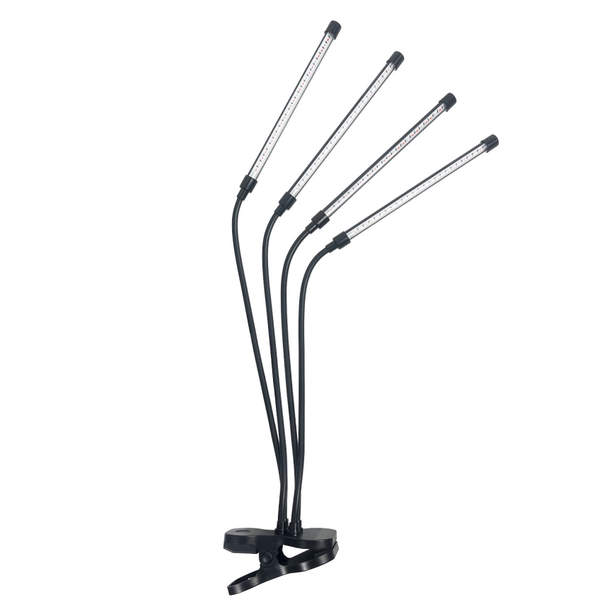 LED pritemdoma lanksti stalinė lempa su segtuku augalams auginti VITARO 4xLED/10W/230V juoda