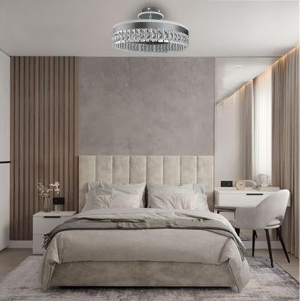 LED Pritemdomas krištolo paviršiuje montuojamas sietynas LED/75W/230V 3000-6500K matinis chromas + nuotolinio valdymo pultas