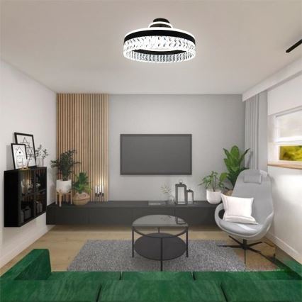 LED šviesos reguliavimas krištolas Tvirtinamas sietynas LED/75W/230V 3000-6500K juoda + nuotolinio valdymo pultas