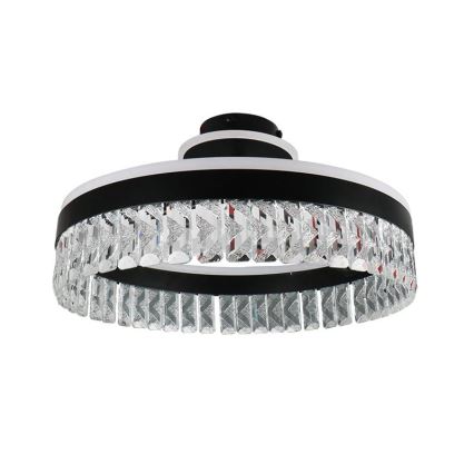 LED šviesos reguliavimas krištolas Tvirtinamas sietynas LED/75W/230V 3000-6500K juoda + nuotolinio valdymo pultas