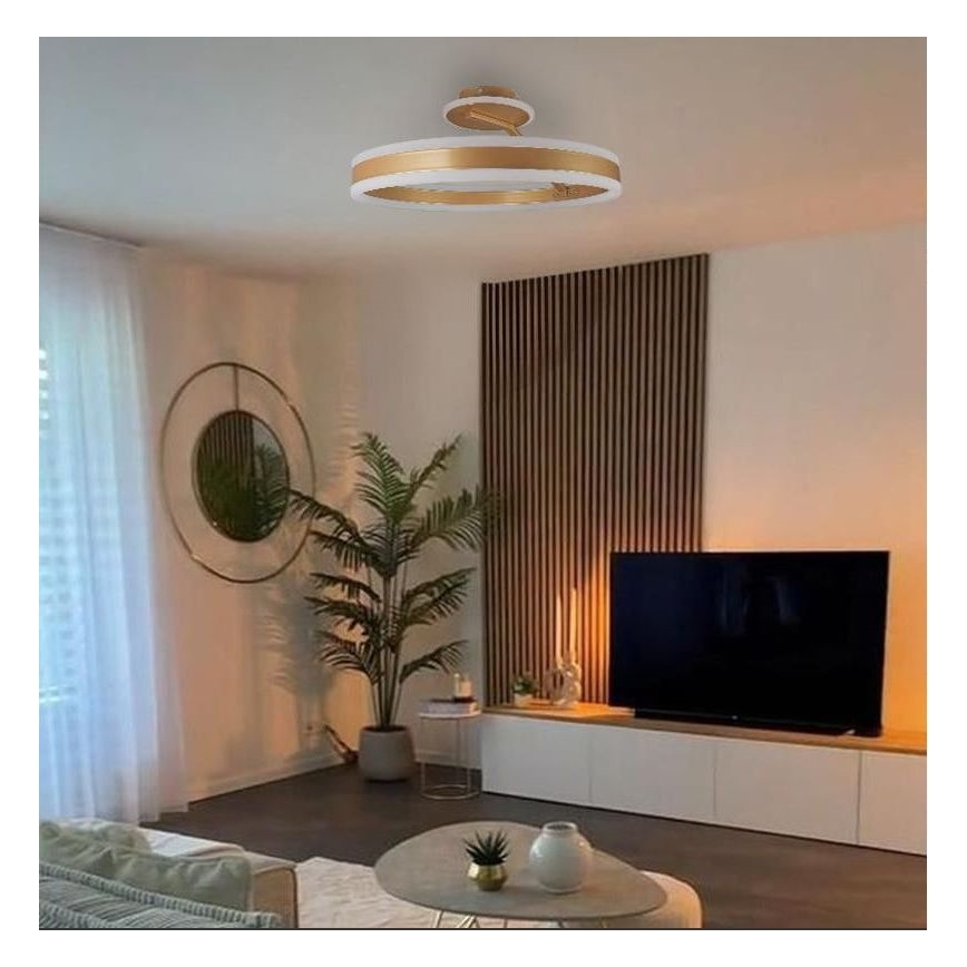 LED Pritemdomas tvirtinamas sietynas LED/86W/230V 3000-6500K auksas + nuotolinio valdymo pultas
