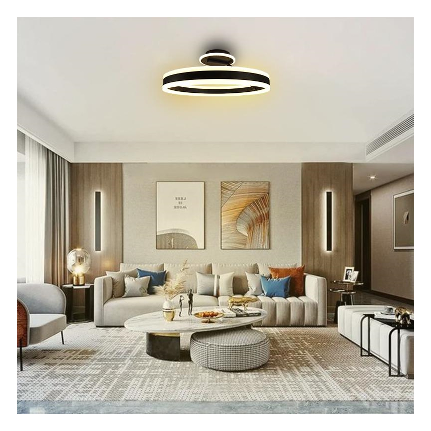 LED Pritemdomas tvirtinamas sietynas LED/86W/230V 3000-6500K juoda + nuotolinio valdymo pultas