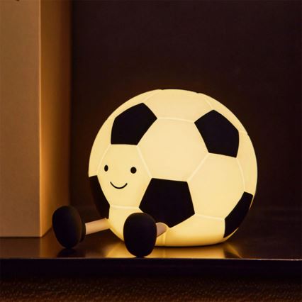 LED Pritemdomas vaikiškas jutiklinė lempa FOOTBALL LED/2W/5V USB 1200 mAh balta/juoda