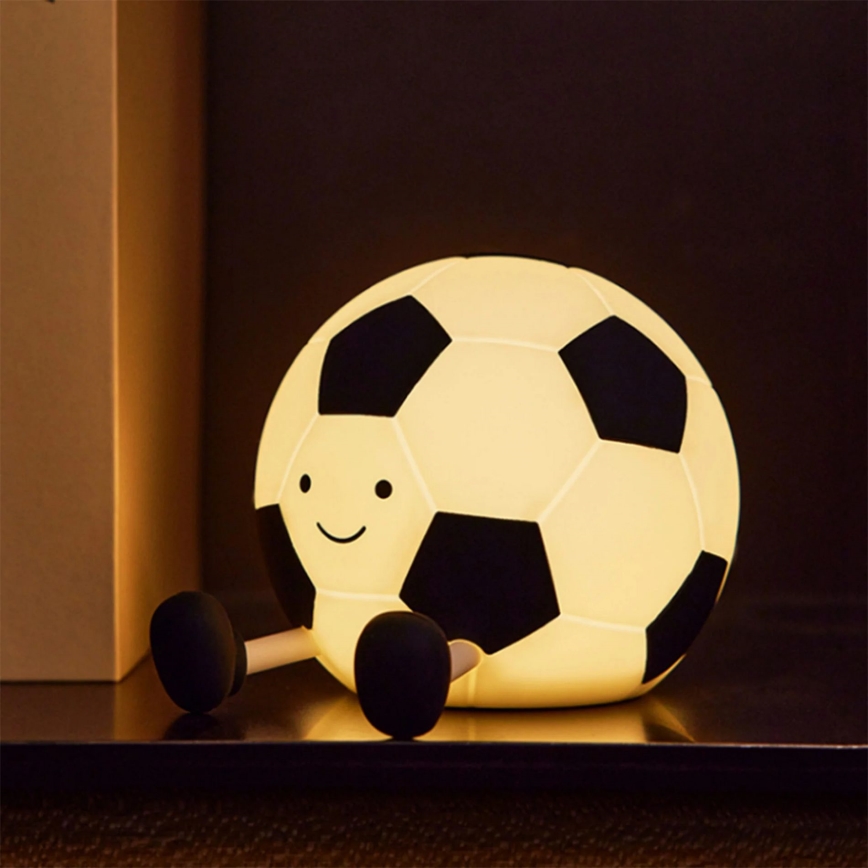 LED Pritemdomas vaikiškas jutiklinė lempa FOOTBALL LED/2W/5V USB 1200 mAh balta/juoda
