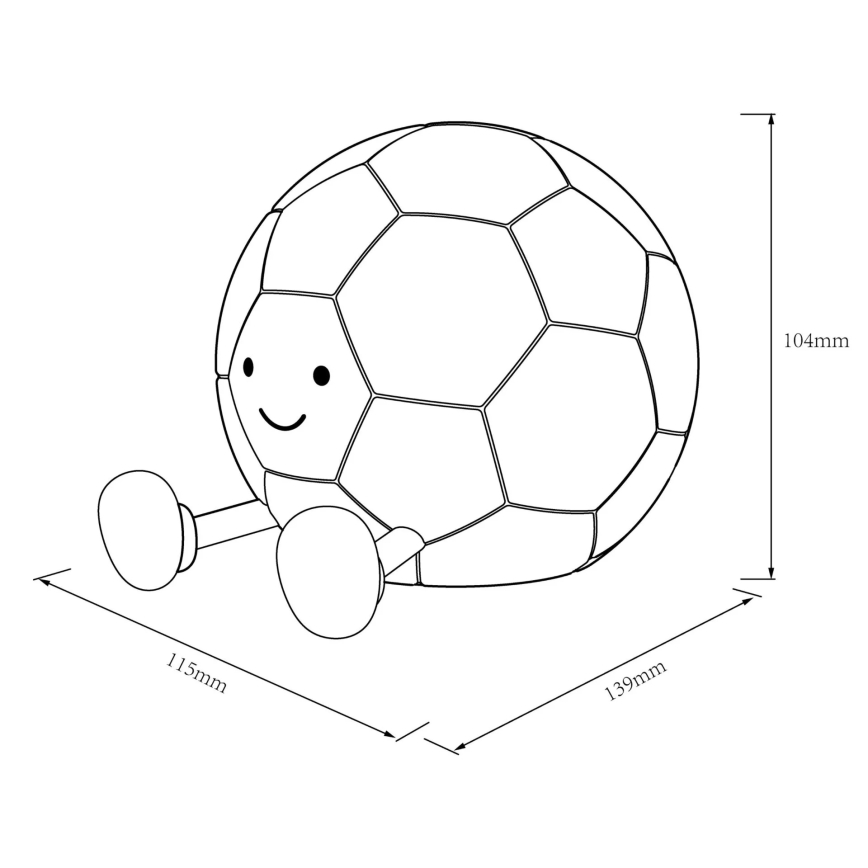 LED Pritemdomas vaikiškas jutiklinė lempa FOOTBALL LED/2W/5V USB 1200 mAh balta/juoda