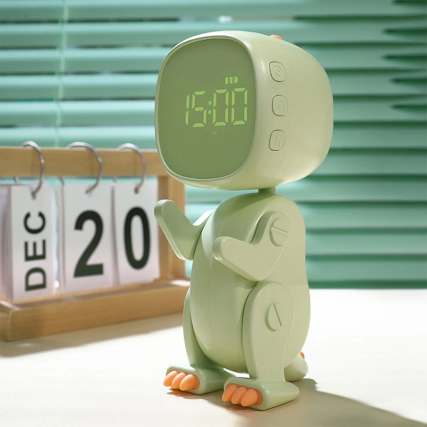LED RGBW Pritemdomas vaikiškas naktinis maža lempa su žadintuvu ROBOT LED/1W/5V 1200 mAh