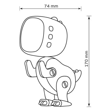 LED RGBW Pritemdomas vaikiškas naktinis maža lempa su žadintuvu ROBOT LED/1W/5V 1200 mAh