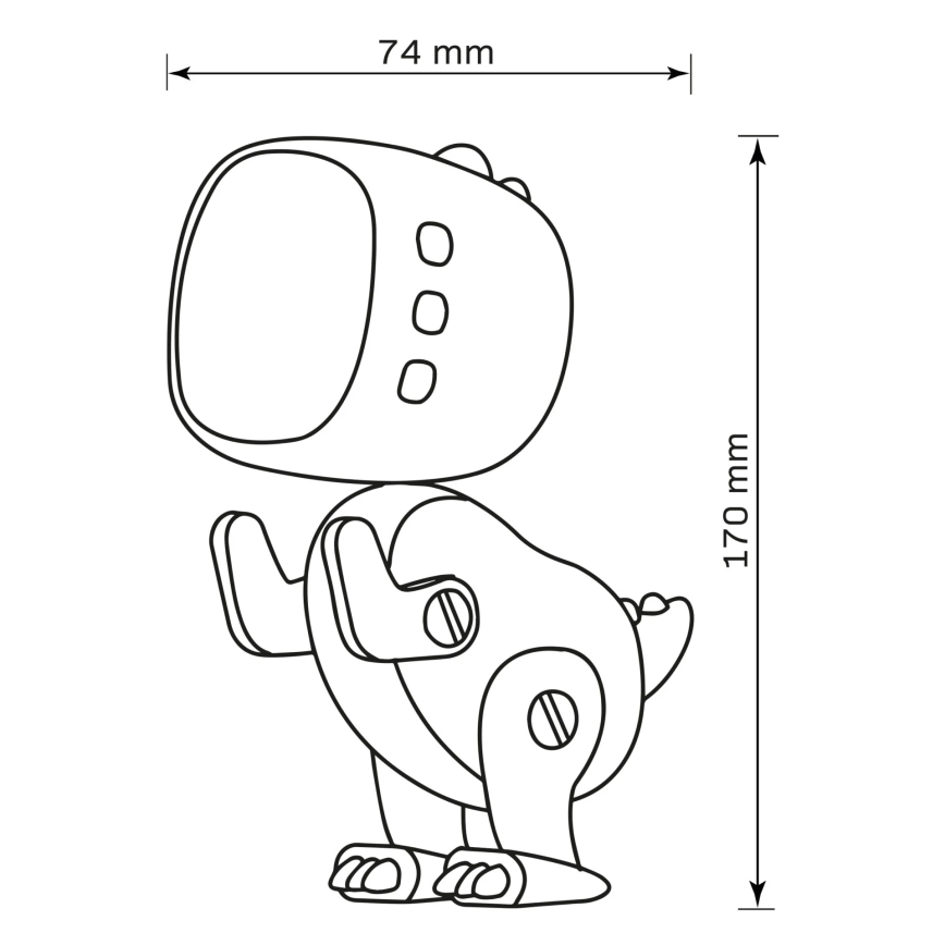 LED RGBW Pritemdomas vaikiškas naktinis maža lempa su žadintuvu ROBOT LED/1W/5V 1200 mAh