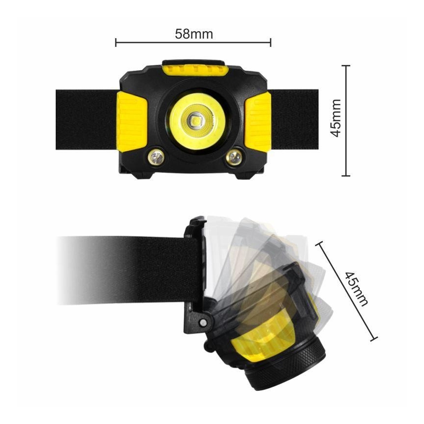 LED Prožektorius ant galvos 2xLED/5W/3xAAA + LED/3W