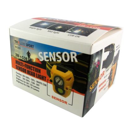 LED Prožektorius ant galvos su jutikliu LED/3W/3xAAA