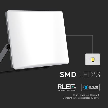 LED prožektorius LED/100W/230V 3000/4000/6500K IP65 juoda