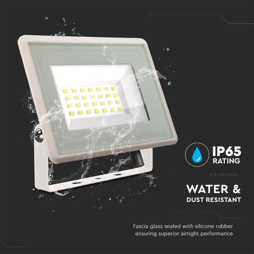 LED Prožektorius LED/20W/230V 3000K IP65 baltas