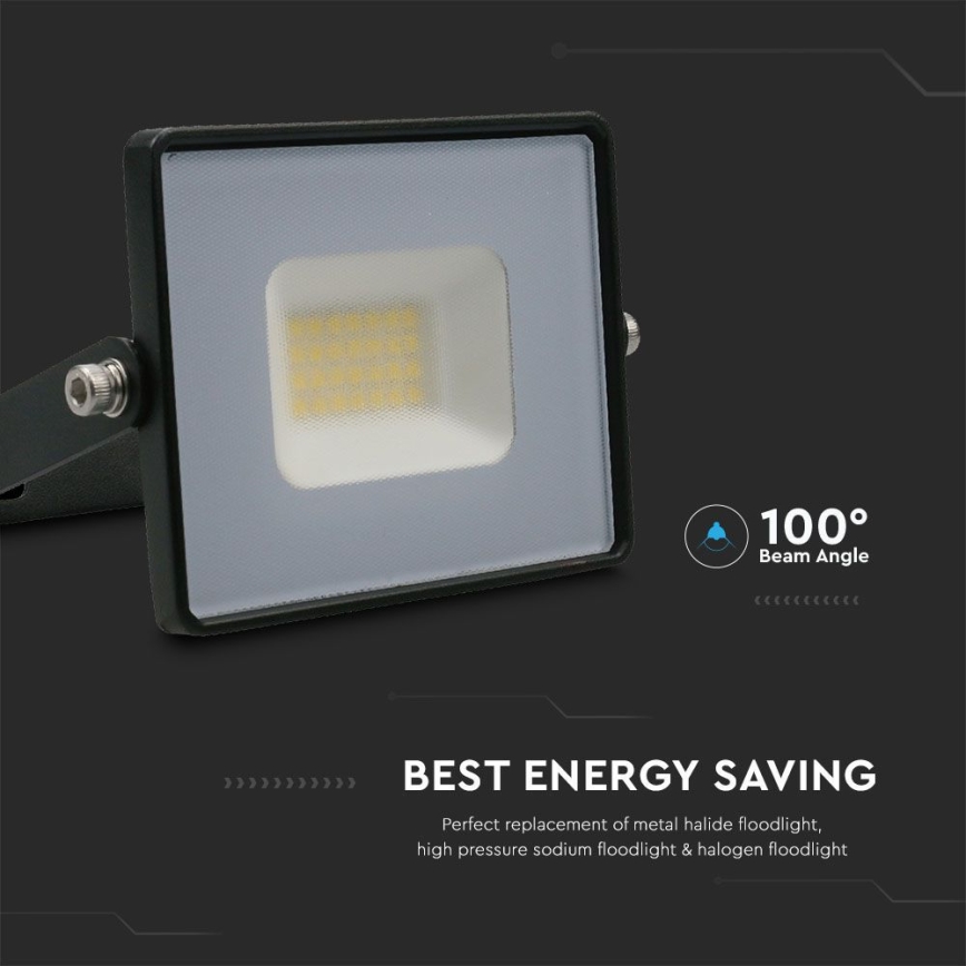 LED prožektorius LED/20W/230V 6500K IP65 juoda