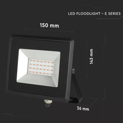 LED prožektorius LED/20W/230V IP65 rausva šviestuvas