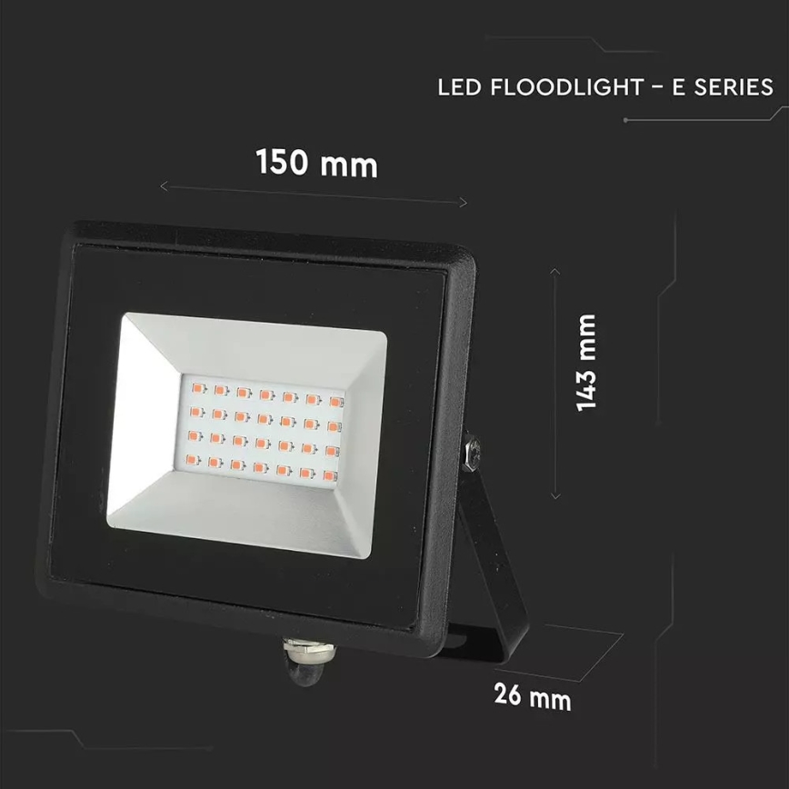 LED prožektorius LED/20W/230V IP65 rausva šviestuvas