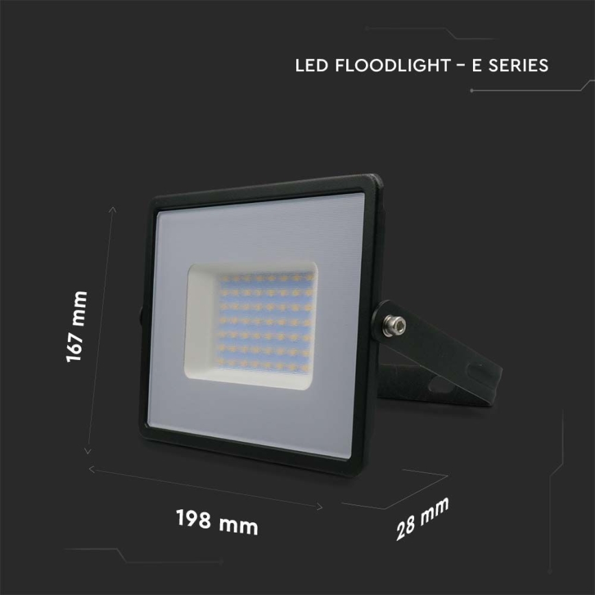 LED prožektorius LED/50W/230V 4000K IP65 juoda