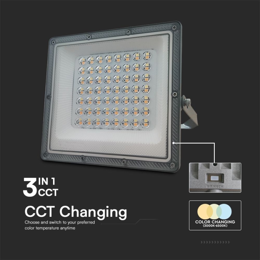 LED prožektorius LED/50W/230V IP65 3000/4000/6500K pilka