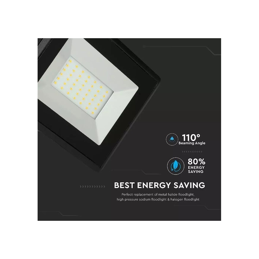 LED Prožektorius LED/50W/230V IP65 3000K juodas