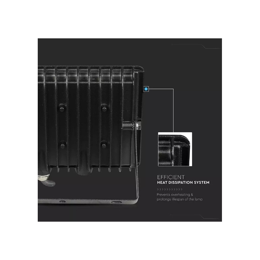 LED Prožektorius LED/50W/230V IP65 3000K juodas