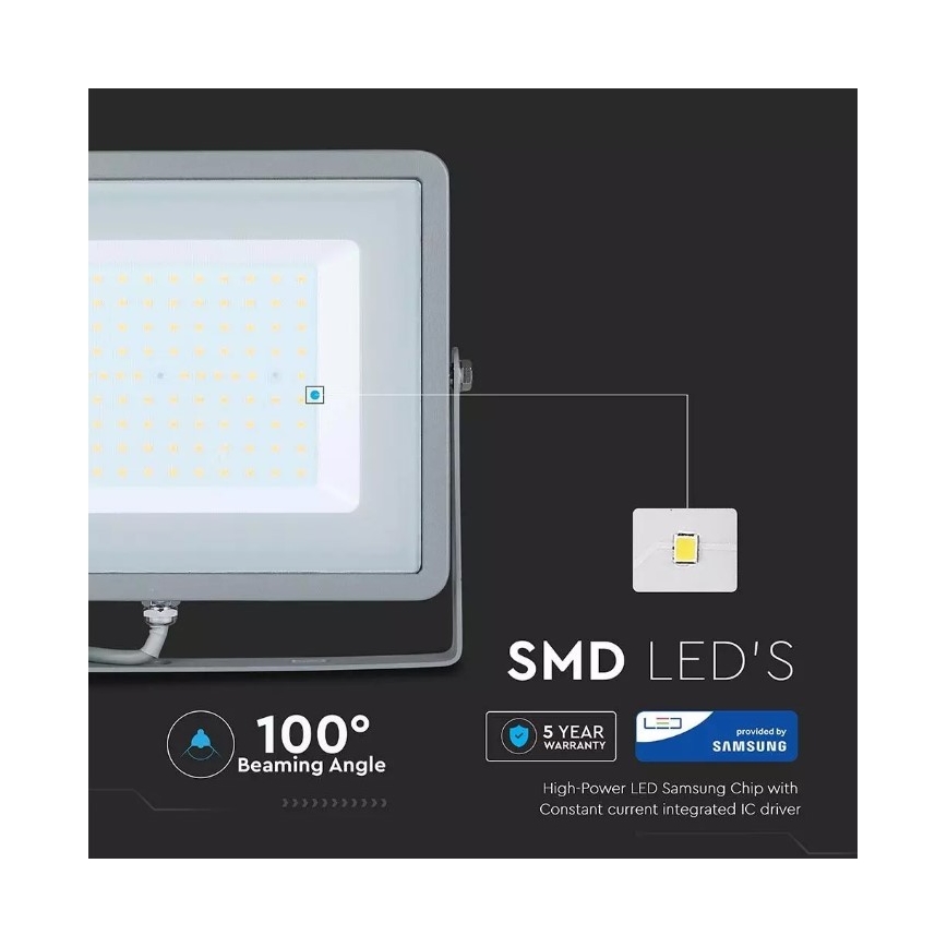 LED Prožektorius SAMSUNG CHIP LED/100W/230V IP65 3000K pilkas