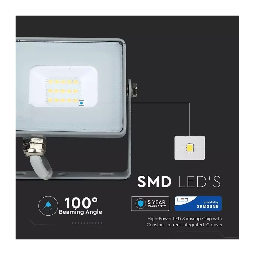 LED Prožektorius SAMSUNG CHIP LED/10W/230V IP65 4000K pilkas