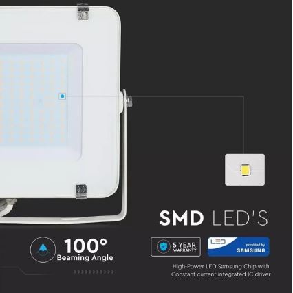 LED Prožektorius SAMSUNG CHIP LED/150W/230V 3000K IP65 baltas