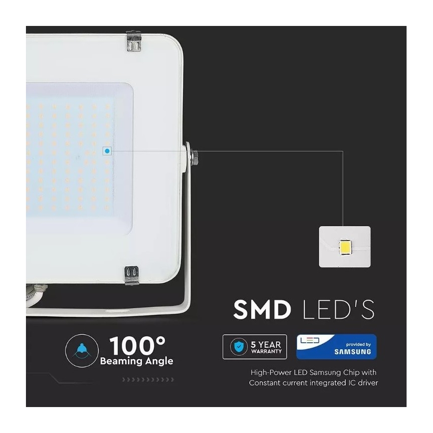 LED Prožektorius SAMSUNG CHIP LED/150W/230V 3000K IP65 baltas