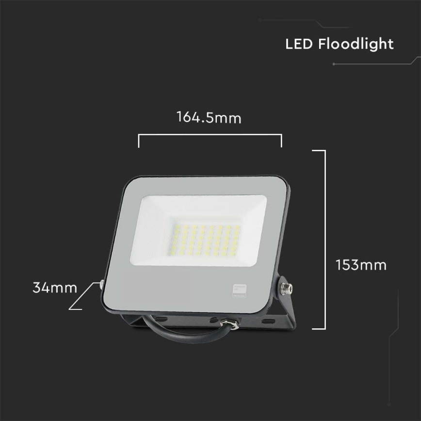 LED prožektorius SAMSUNG CHIP LED/30W/230V 4000K IP65 juoda