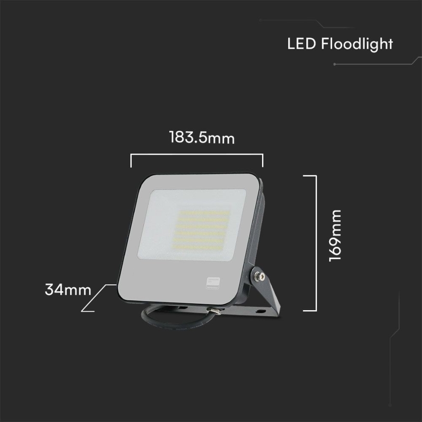 LED prožektorius SAMSUNG CHIP LED/50W/230V 4000K IP65 juoda