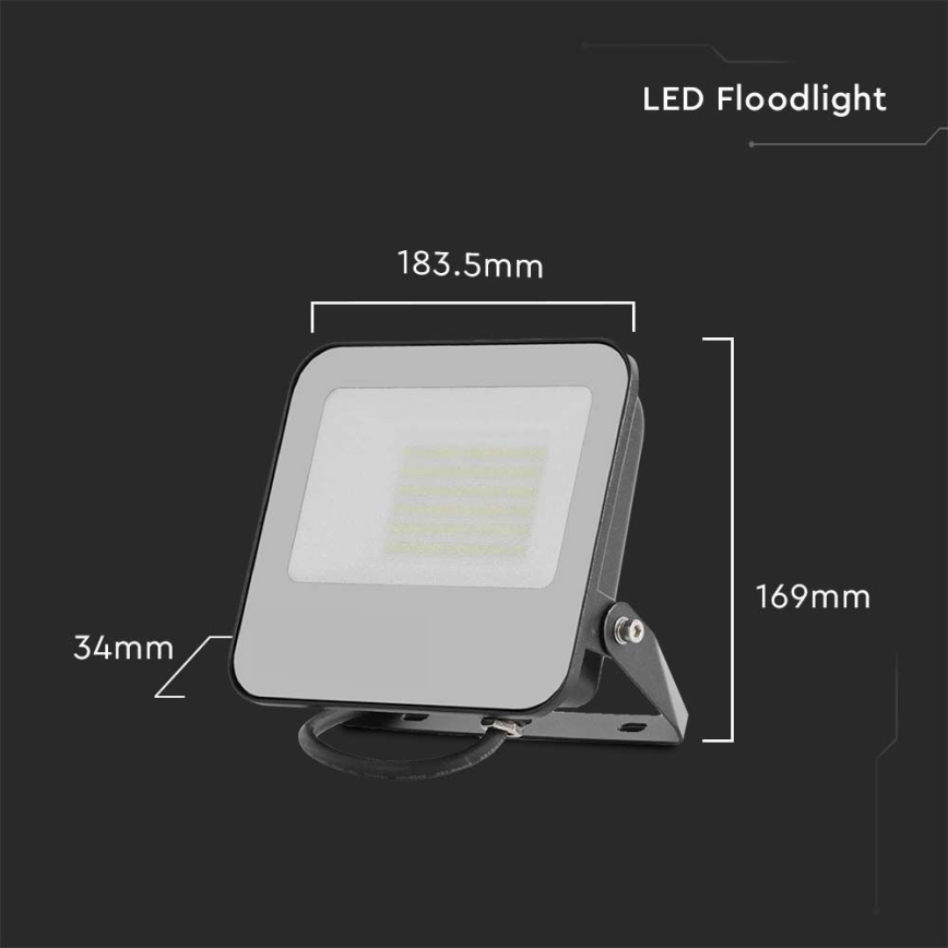 LED prožektorius SAMSUNG CHIP LED/50W/230V 4000K IP65 juoda