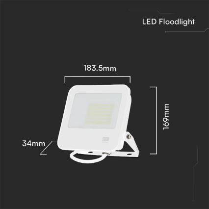 LED prožektorius SAMSUNG CHIP LED/50W/230V 6500K IP65 balta