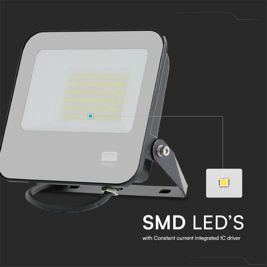 LED prožektorius SAMSUNG CHIP LED/50W/230V 6500K IP65 juoda