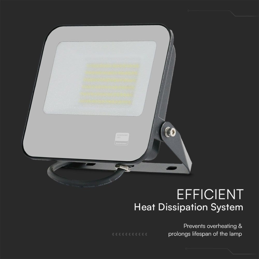 LED prožektorius SAMSUNG CHIP LED/50W/230V 6500K IP65 juoda