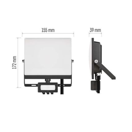 LED prožektorius TAMBO EVO su judesio ir sutemų jutikliu, 30 W, 230 V, 4000 K, IP44, juodas