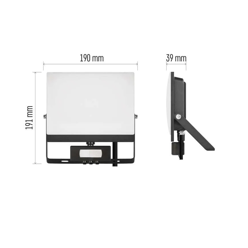 LED prožektorius su judesio ir sutemų davikliu TAMBO EVO LED/50W/230V 4000K IP44 juodas