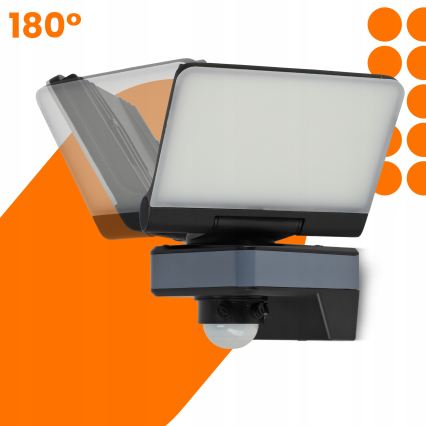 LED prožektorius su judesio ir sutemų jutikliu LED/24W/230V 4200K IP54 juodas