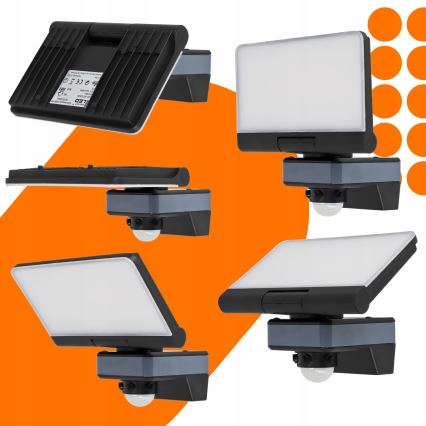 LED prožektorius su judesio ir sutemų jutikliu LED/44W/230V 4200K IP54 juodas