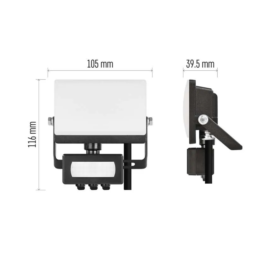 LED prožektorius TAMBO EVO su judesio ir sutemų jutikliu LED/10W/230V 4000K IP44 juodas