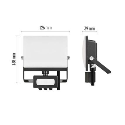 LED prožektorius su judesio ir sutemų jutikliu TAMBO EVO LED/20W/230V 4000K IP44 juodas