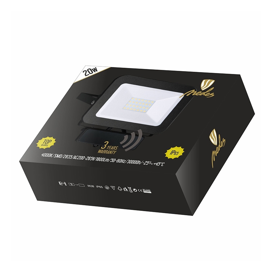 LED Prožektorius su jutikliu LED/20W/230V IP65