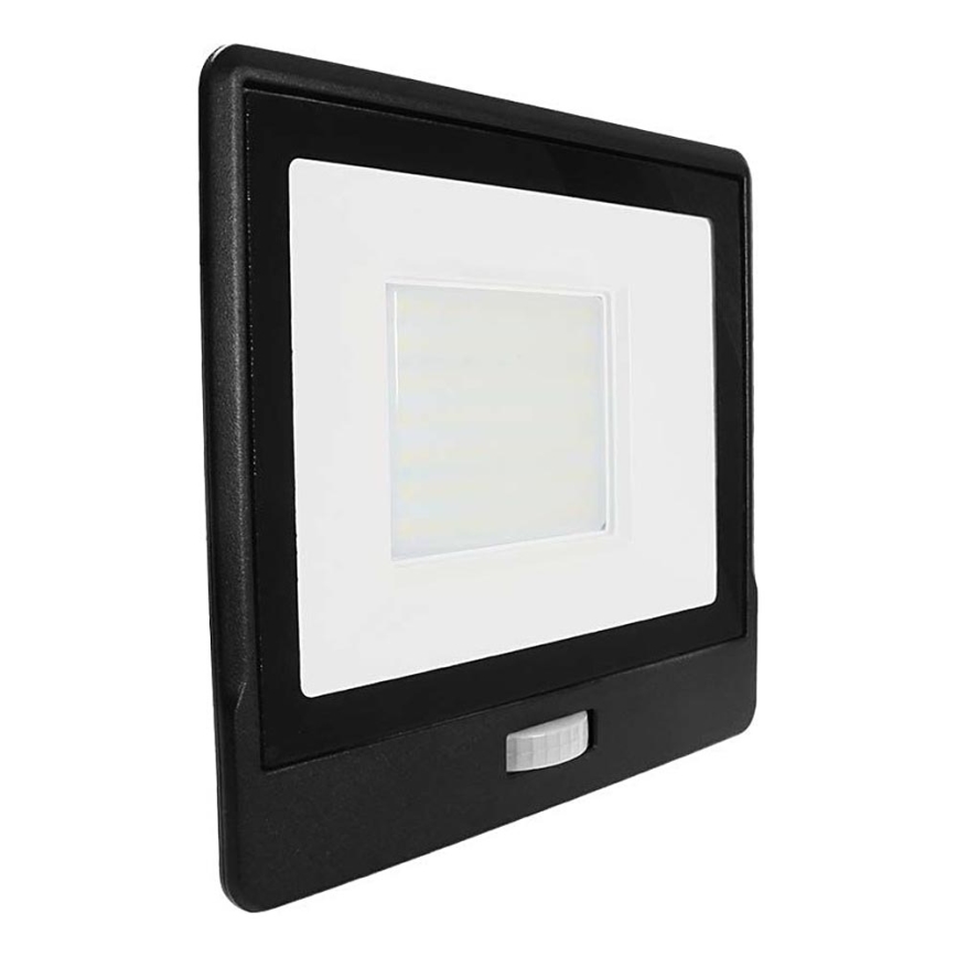 LED prožektorius su jutikliu LED/50W/230V 4000K IP65 juoda
