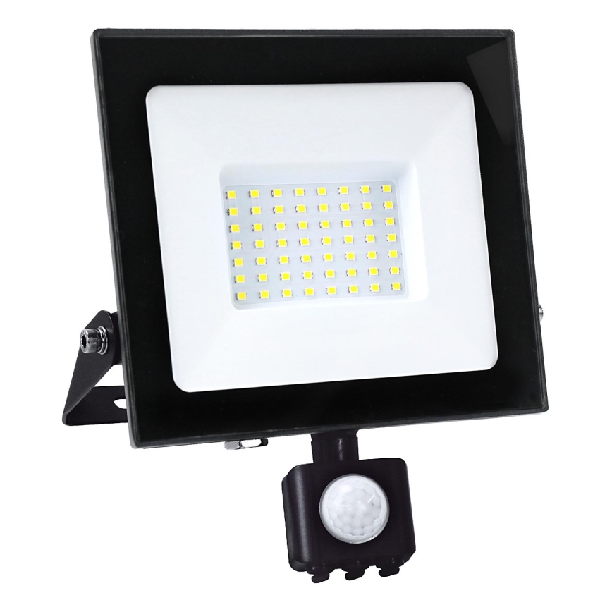 LED prožektorius su jutikliu LED/50W/230V 6500K IP44 juoda