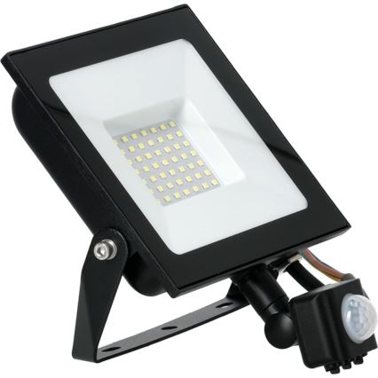 LED prožektorius su jutikliu LED/50W/230V 6500K IP44 juoda