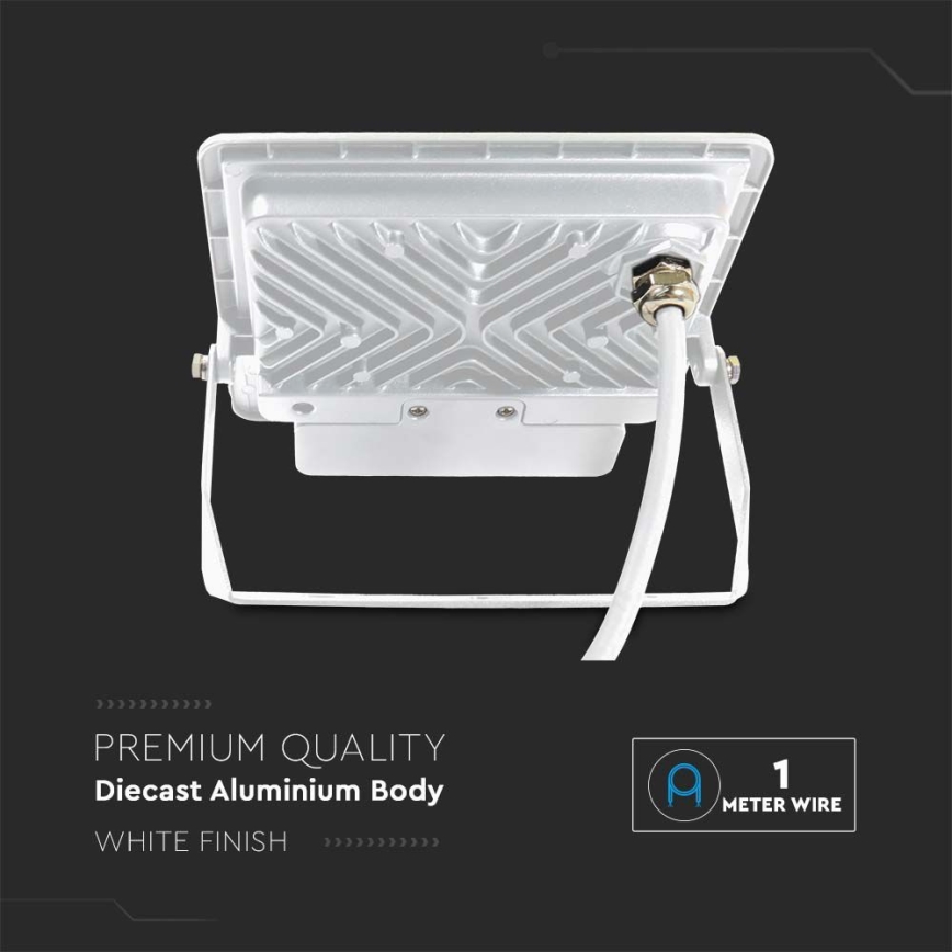 LED prožektorius su jutikliu LED/50W/230V 6500K IP65 balta