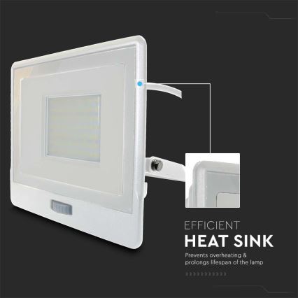 LED prožektorius su jutikliu LED/50W/230V 6500K IP65 balta