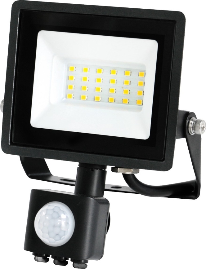 LED prožektorius su jutikliu MHC LED/20W/230V IP44 6500K juoda