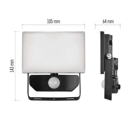 LED prožektorius su jutikliu TAMBO LED/10W/230V 4000K IP54